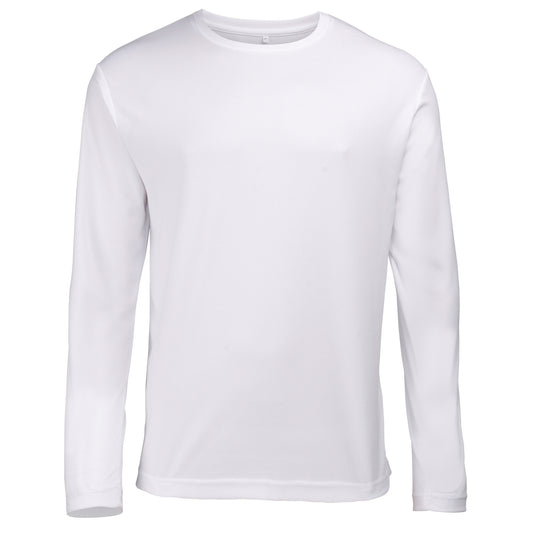 Arctic White - Front - AWDis Just Cool Mens Long Sleeve Cool Sports Performance Plain T-Shirt