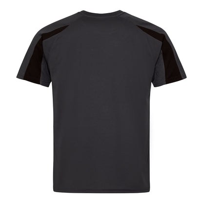 Charcoal-Jet Black - Back - Just Cool Mens Contrast Cool Sports Plain T-Shirt