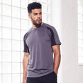 Charcoal-Jet Black - Side - Just Cool Mens Contrast Cool Sports Plain T-Shirt