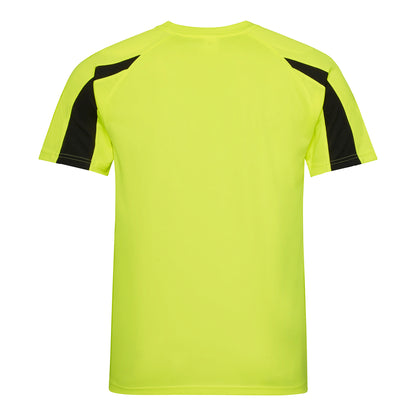 Electric Yellow-Jet Black - Back - Just Cool Mens Contrast Cool Sports Plain T-Shirt