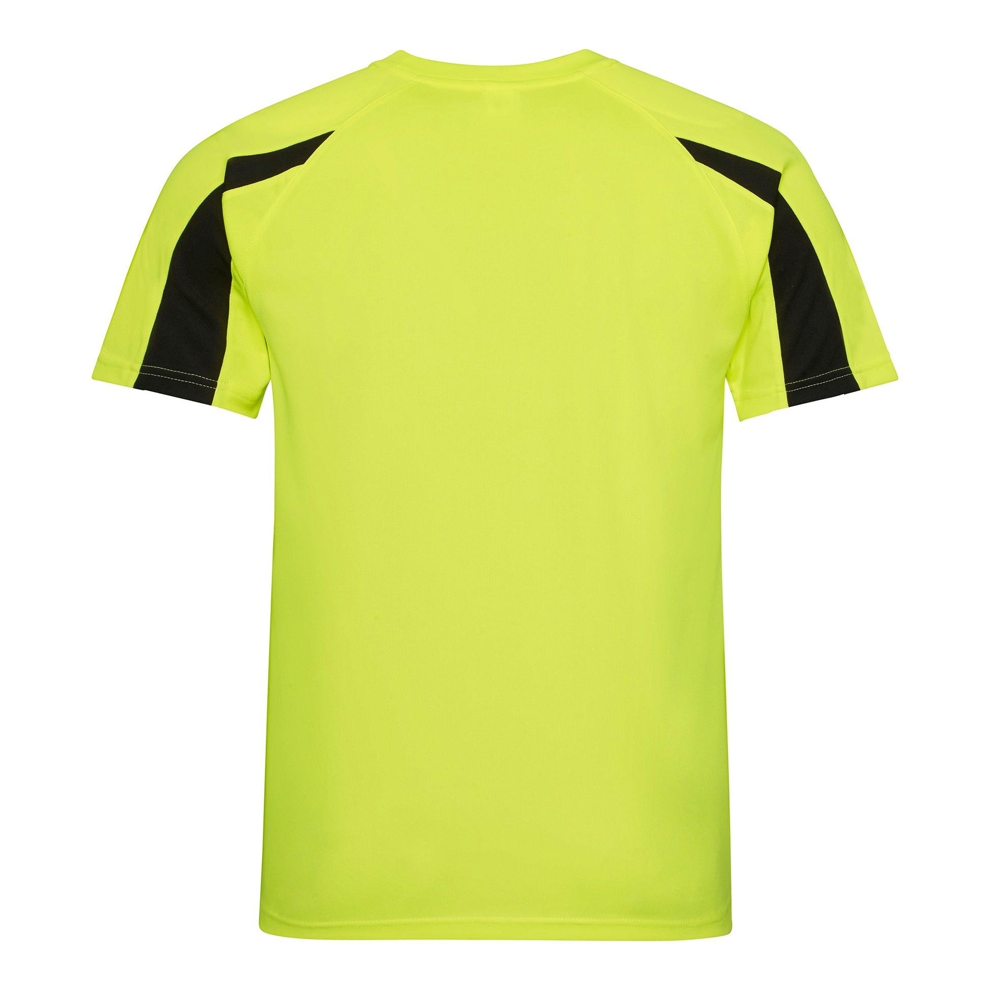 Electric Yellow-Jet Black - Back - Just Cool Mens Contrast Cool Sports Plain T-Shirt