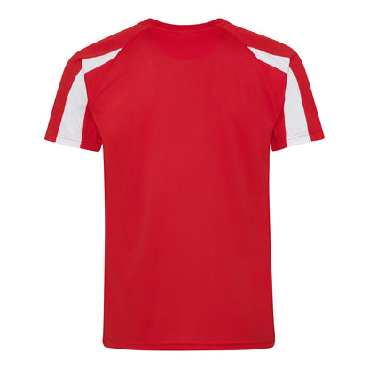 Fire Red-Arctic White - Back - Just Cool Mens Contrast Cool Sports Plain T-Shirt