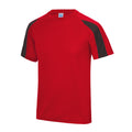 Fire Red-Jet Black - Front - Just Cool Mens Contrast Cool Sports Plain T-Shirt