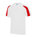 Arctic White-Fire Red - Front - Just Cool Mens Contrast Cool Sports Plain T-Shirt