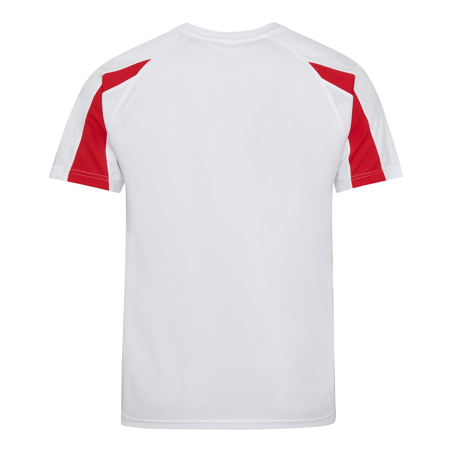 Arctic White-Fire Red - Back - Just Cool Mens Contrast Cool Sports Plain T-Shirt