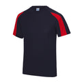 French Navy-Fire Red - Front - Just Cool Mens Contrast Cool Sports Plain T-Shirt