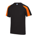 Jet Black-Electric Orange - Front - Just Cool Mens Contrast Cool Sports Plain T-Shirt