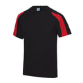 Jet Black-Fire Red - Front - Just Cool Mens Contrast Cool Sports Plain T-Shirt