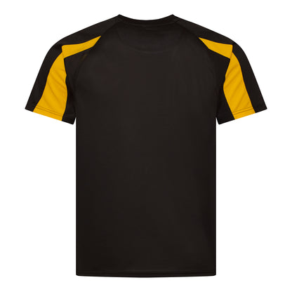 Jet Black- Gold - Back - Just Cool Mens Contrast Cool Sports Plain T-Shirt