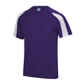 Purple-Arctic White - Front - Just Cool Mens Contrast Cool Sports Plain T-Shirt