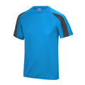 Sapphire Blue- Charcoal - Front - Just Cool Mens Contrast Cool Sports Plain T-Shirt