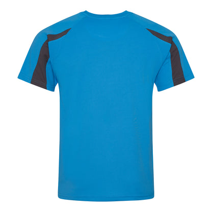 Sapphire Blue- Charcoal - Back - Just Cool Mens Contrast Cool Sports Plain T-Shirt