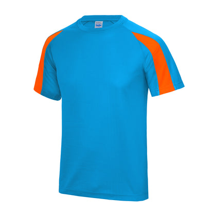 Kelly Green-Arctic White - Side - Just Cool Mens Contrast Cool Sports Plain T-Shirt