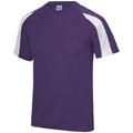 Purple-Arctic White - Side - Just Cool Mens Contrast Cool Sports Plain T-Shirt