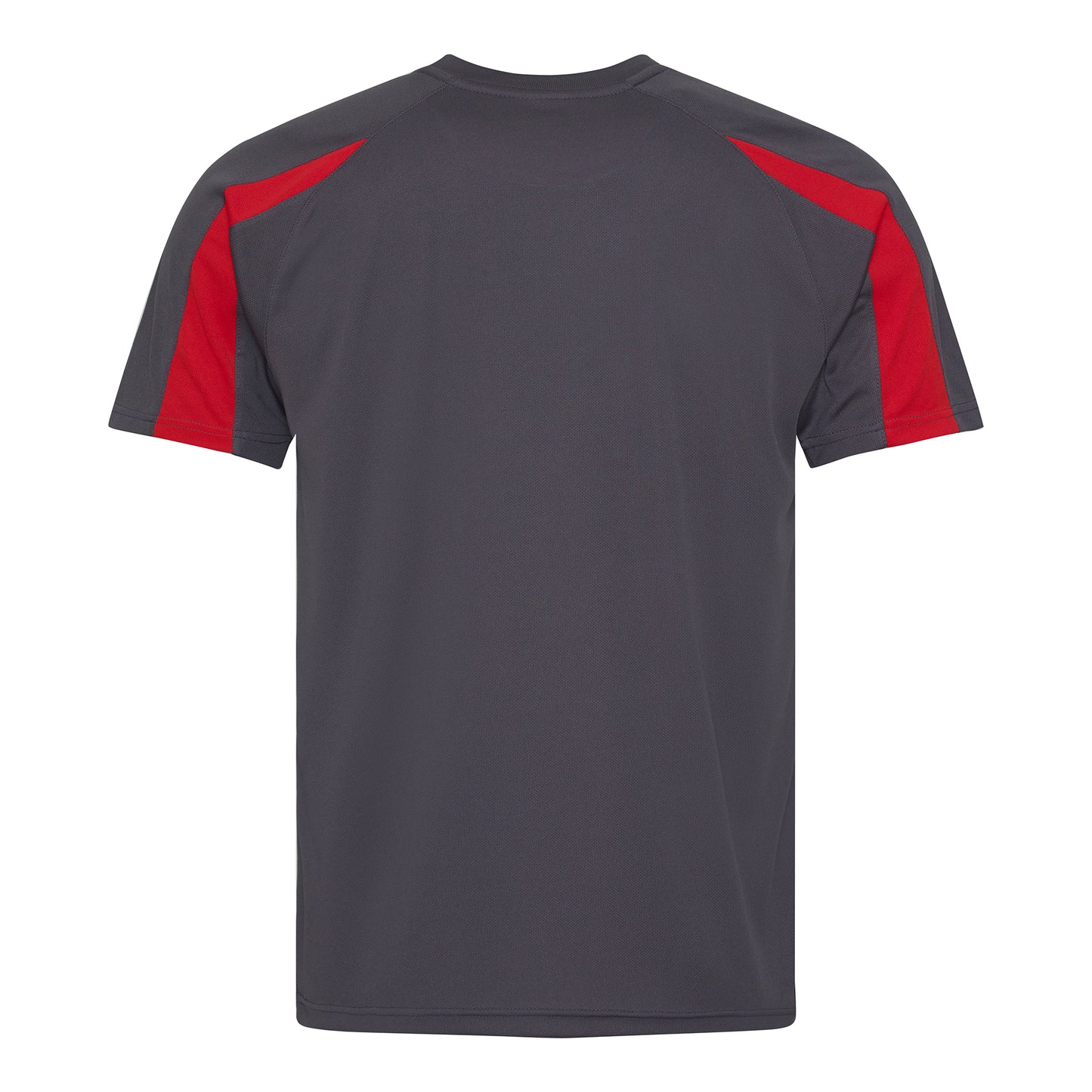 Charcoal- Fire Red - Back - Just Cool Mens Contrast Cool Sports Plain T-Shirt