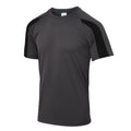 Charcoal-Jet Black - Front - Just Cool Mens Contrast Cool Sports Plain T-Shirt