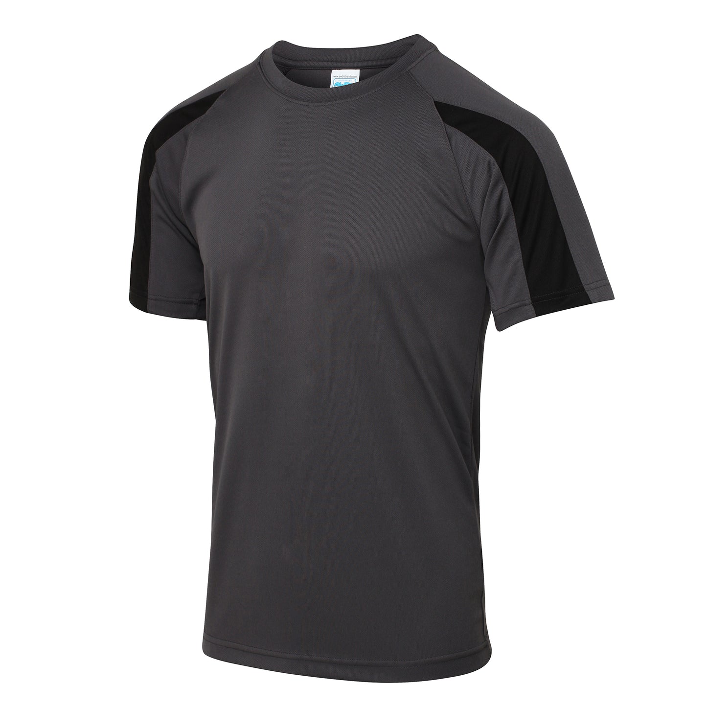 Charcoal-Jet Black - Front - Just Cool Mens Contrast Cool Sports Plain T-Shirt