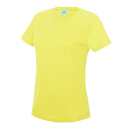 Electric Yellow - Front - AWDis Just Cool Womens-Ladies Sports Plain T-Shirt