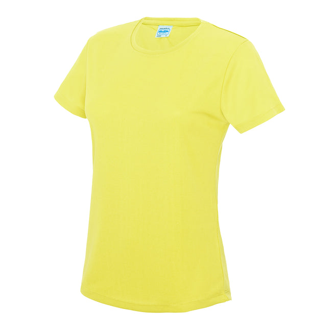 Electric Yellow - Front - AWDis Just Cool Womens-Ladies Sports Plain T-Shirt