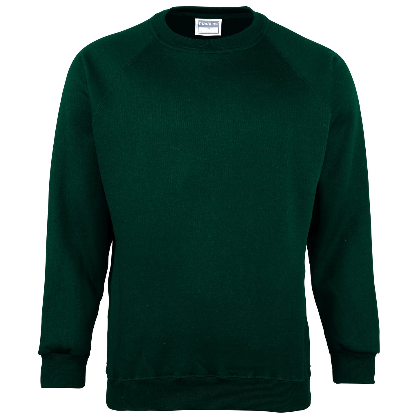 Bottle Green - Front - Maddins Kids Unisex Coloursure Crew Neck Sweatshirt - Schoolwear (Pack of 2)