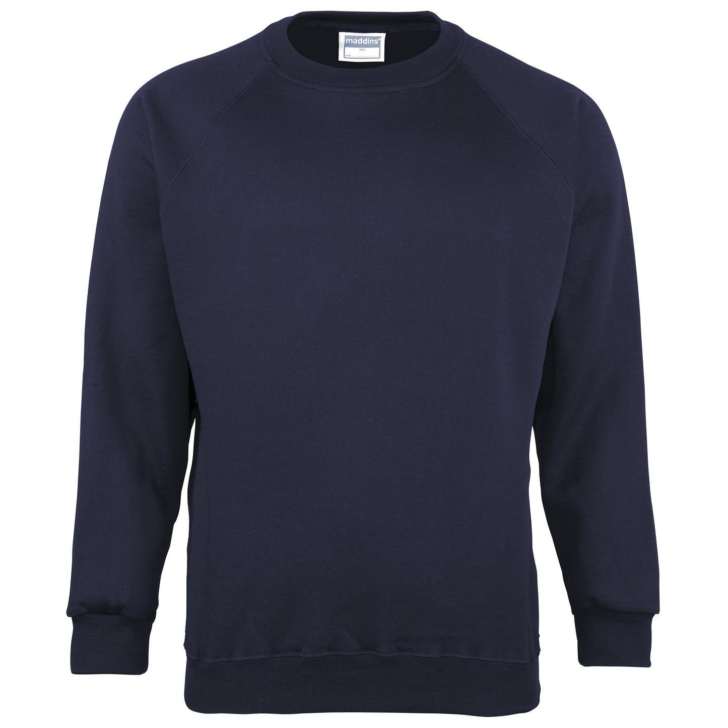 Navy - Front - Maddins Kids Unisex Coloursure Crew Neck Sweatshirt - Schoolwear (Pack of 2)