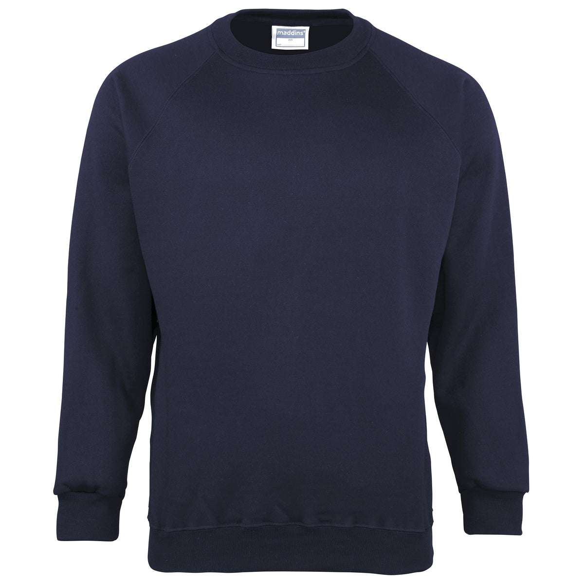 Navy - Front - Maddins Kids Unisex Coloursure Crew Neck Sweatshirt - Schoolwear (Pack of 2)