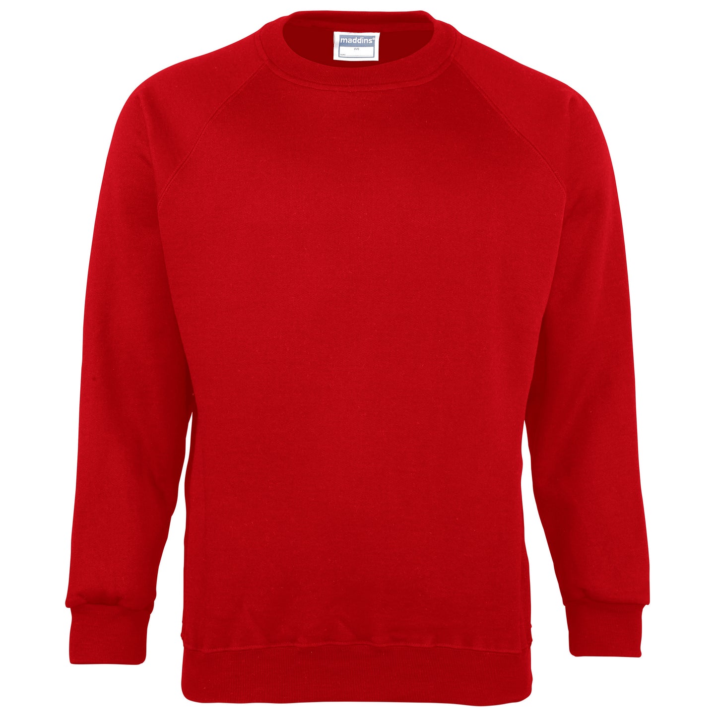 Red - Front - Maddins Kids Unisex Coloursure Crew Neck Sweatshirt - Schoolwear (Pack of 2)
