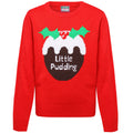 Red - Front - Christmas Shop Childrens-Kids Little Pudding Jumper (Pack Of 2)