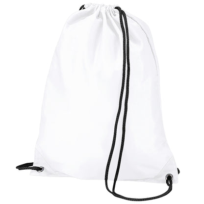 White - Front - BagBase Budget Water Resistant Sports Gymsac Drawstring Bag (11L) (Pack of 2)