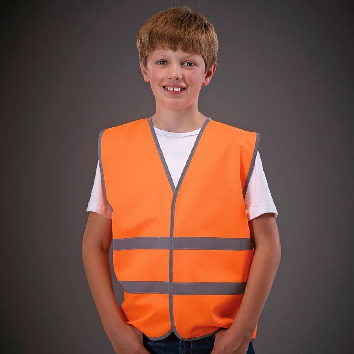Orange - Back - Yoko Hi-Vis Childrens-Kids Reflective Border Waistcoat (Pack of 2)
