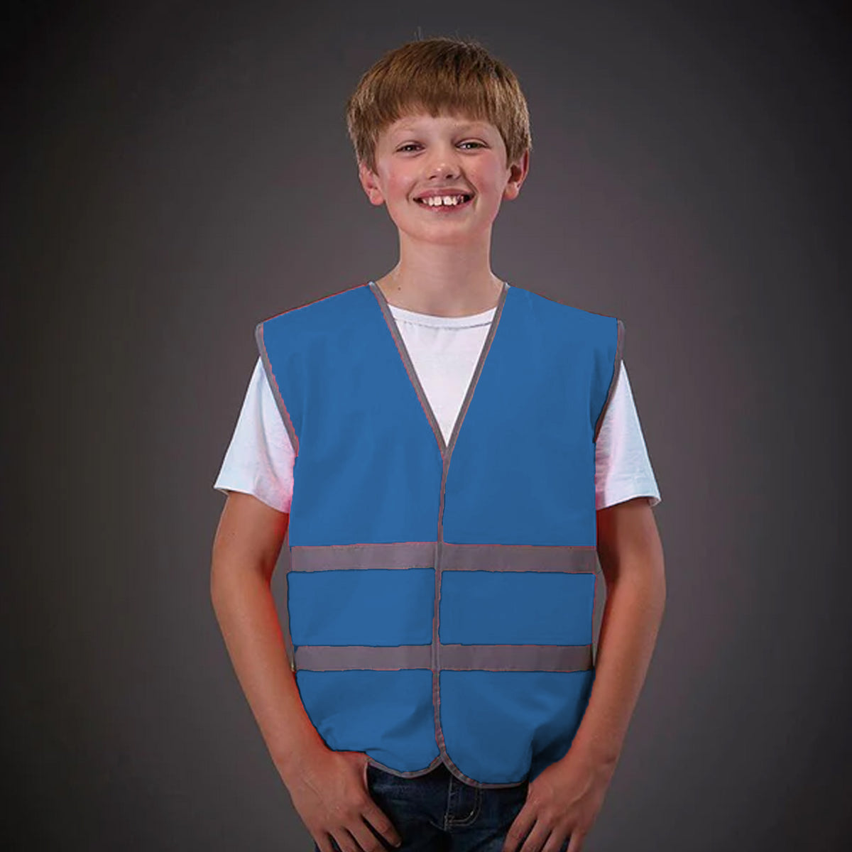 Royal Blue - Back - Yoko Hi-Vis Childrens-Kids Reflective Border Waistcoat (Pack of 2)