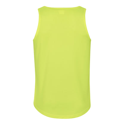 Electric Yellow - Back - AWDis Just Cool Mens Sports Gym Plain Tank - Vest Top