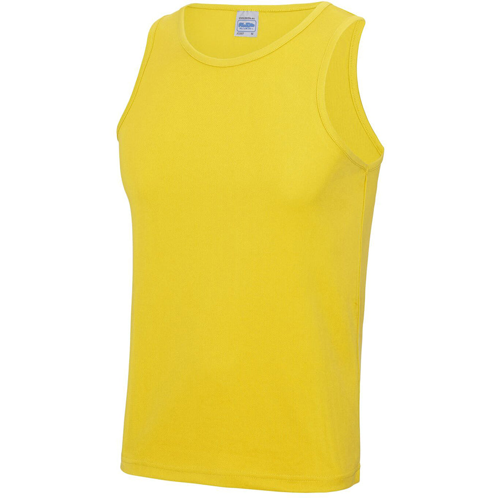Sun Yellow - Side - AWDis Just Cool Mens Sports Gym Plain Tank - Vest Top