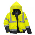 Hi-Vis Yellow- Navy - Front - Portwest Unisex Hi-Vis Bomber Jacket (S463) - Workwear - Safetywear (Pack of 2)