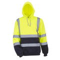 Yellow-Navy - Front - Yoko Mens High Visibility Pull-Over Hoodie (Pack of 2)