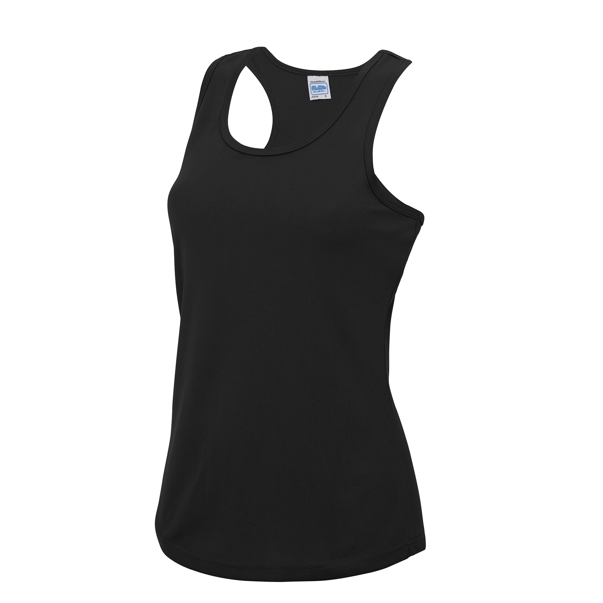 Jet Black - Side - AWDis Just Cool Girlie Fit Sports Ladies Vest - Tank Top