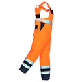 Orange- Navy - Back - Portwest Unisex Contrast Hi Vis Bib And Brace Coveralls - Unlined (S488) - Workwear (Pack of 2)