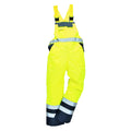 Yellow- Navy - Back - Portwest Unisex Contrast Hi Vis Bib And Brace Coveralls - Unlined (S488) - Workwear (Pack of 2)