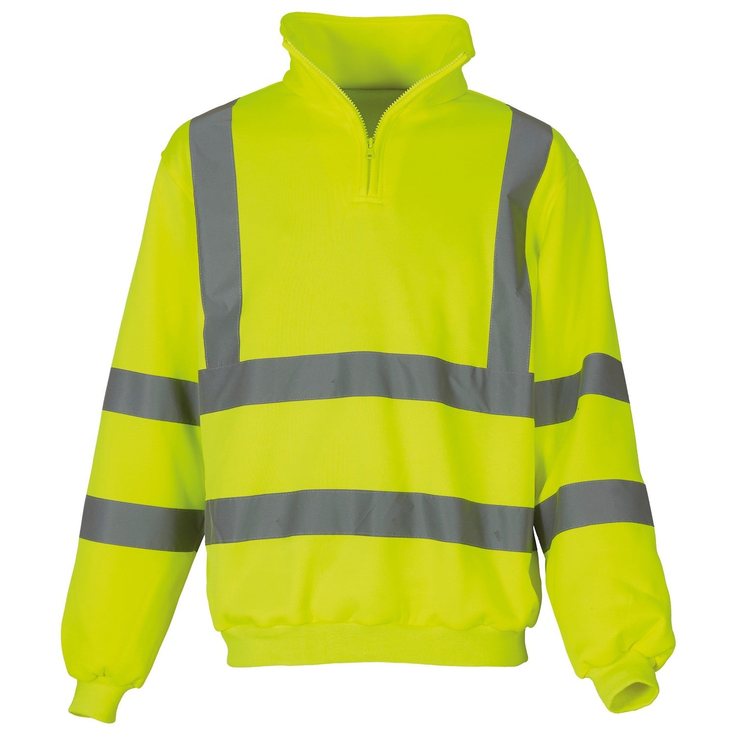 Yellow - Front - Yoko Mens Hi Vis 1-4 Zip Sweatshirt (Pack of 2)
