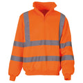 Orange - Front - Yoko Mens Hi Vis 1-4 Zip Sweatshirt (Pack of 2)