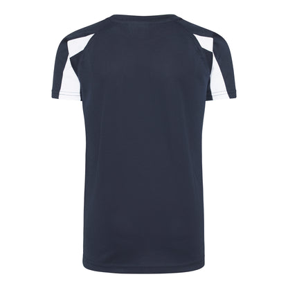 French Navy-Arctic White - Back - AWDis Just Cool Kids Unisex Contrast Plain Sports T-Shirt