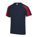 French Navy-Fire Red - Front - AWDis Just Cool Kids Unisex Contrast Plain Sports T-Shirt
