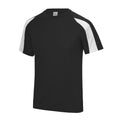 Jet Black-Arctic White - Front - AWDis Just Cool Kids Unisex Contrast Plain Sports T-Shirt