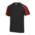 Jet Black-Fire Red - Front - AWDis Just Cool Kids Unisex Contrast Plain Sports T-Shirt