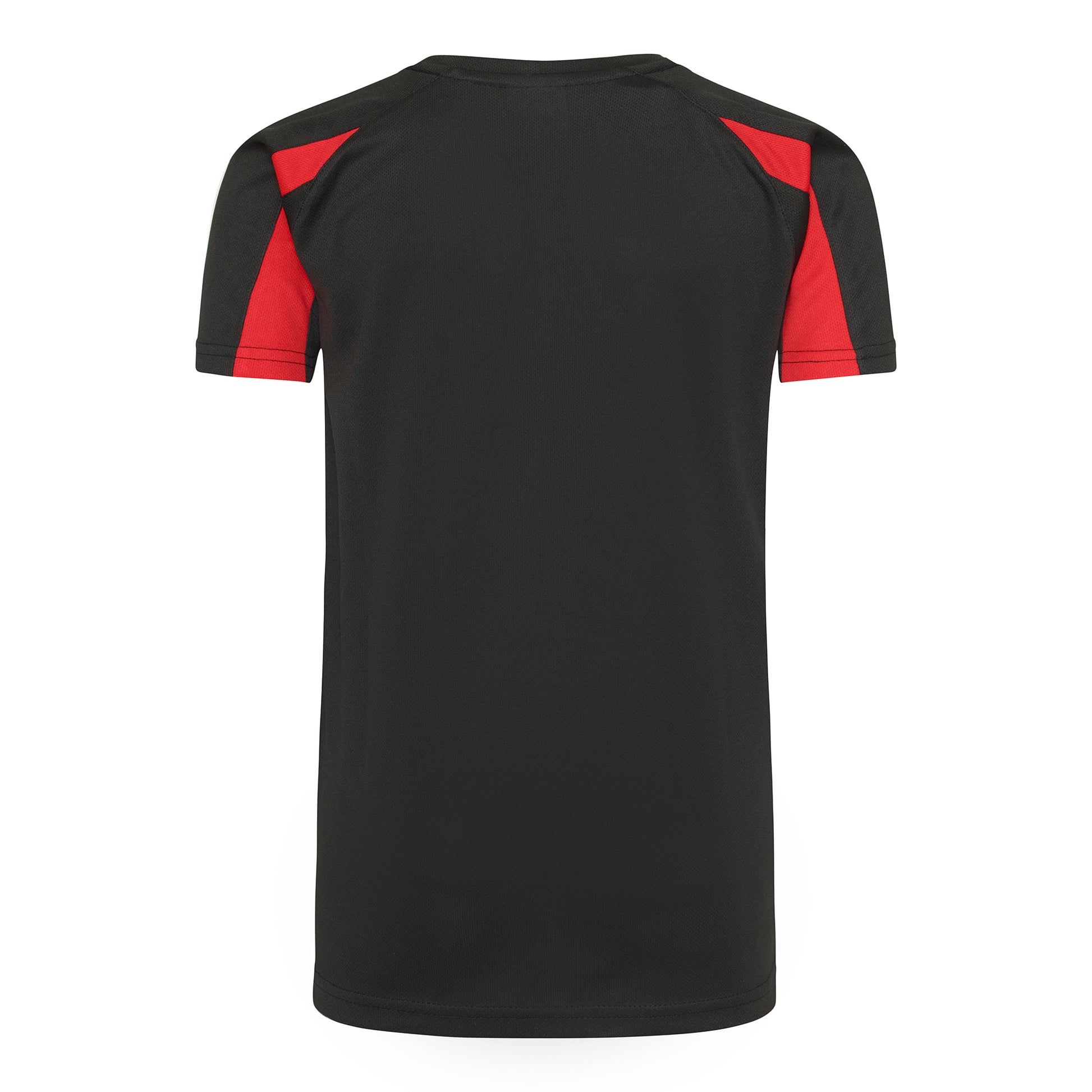 Jet Black-Fire Red - Back - AWDis Just Cool Kids Unisex Contrast Plain Sports T-Shirt