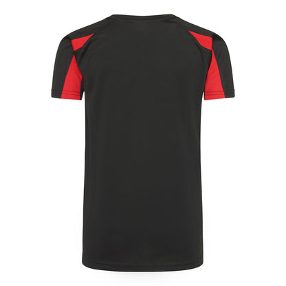 Jet Black-Fire Red - Back - AWDis Just Cool Kids Unisex Contrast Plain Sports T-Shirt
