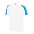 Arctic White-Sapphire Blue - Front - AWDis Just Cool Kids Unisex Contrast Plain Sports T-Shirt