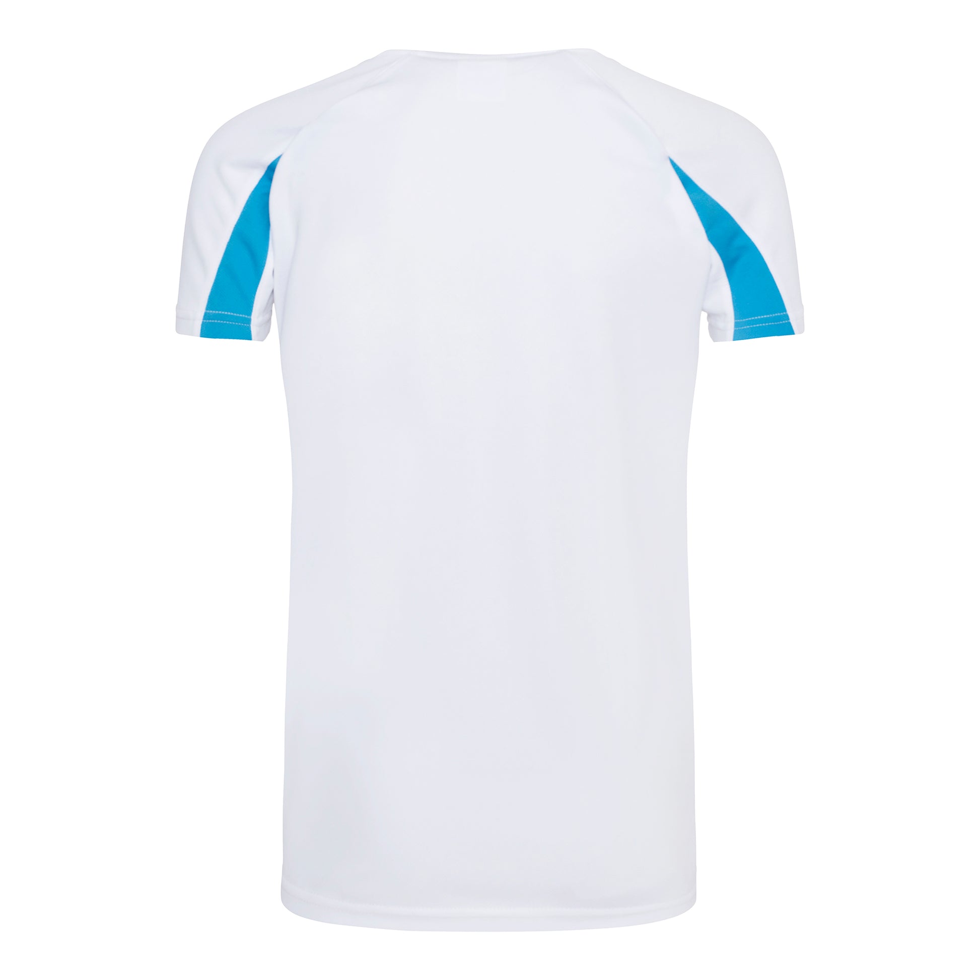 Arctic White-Sapphire Blue - Back - AWDis Just Cool Kids Unisex Contrast Plain Sports T-Shirt