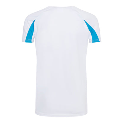 Arctic White-Sapphire Blue - Back - AWDis Just Cool Kids Unisex Contrast Plain Sports T-Shirt