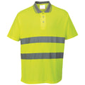 Yellow - Front - Portwest Cotton Comfort Reflective Safety Short Sleeve Polo Shirt (Pack of 2)